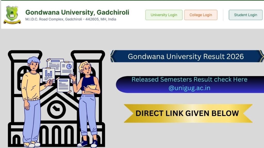 Gondwana University Result 2026 - Released Semesters Result check Here @unigug.ac.in